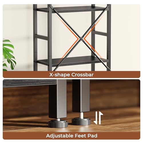 SUPERJARE Triple Bookshelf, Bookcase with 14 Open Display Shelves, Wide Book Shelf Book Case for Home & Office, 5 Tier, Black - color: Black, size: 5 Tier