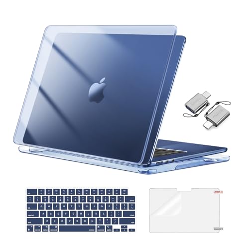 MOSISO Compatible with MacBook Air 15 inch Case M5 2026 M4 2025 M3 M2 2024 2023 A3448 A3241 A3114 A2941, Hard Shell&Keyboard Cover&Screen Film&Type C, Great for Study Travel Work, Crystal Midnight - color: Crystal Midnight