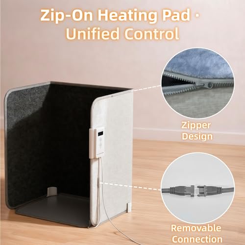 Under Desk Heater, 195W Energy-Saving Foot Warmer with Heating Pad for Feet, Electric Foot Warmer Under Desk 5 Heat Levels, 2 to 8H Timer Quiet Fanless Foot Heater for Office Home Dorm Chochoyah - color: Light Grey Cuboid