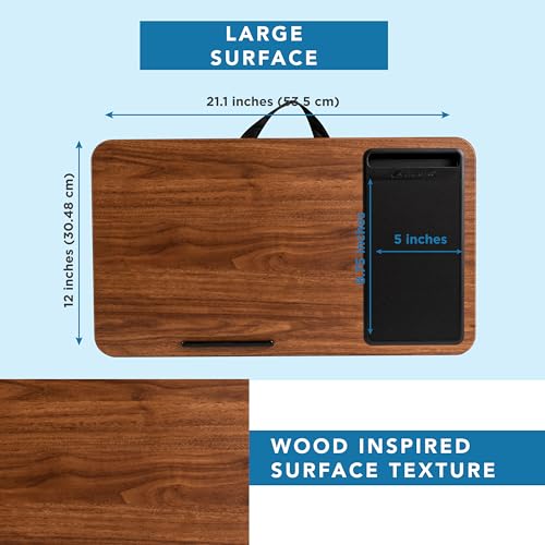 LAPGEAR Home Office Lap Desk with Device Ledge, Mouse Pad, and Phone Holder - Espresso Woodgrain - Fits up to 15.6 Inch Laptops - Style No. 91575 - color: Espresso Woodgrain, size: Home Office W/Device Ledge