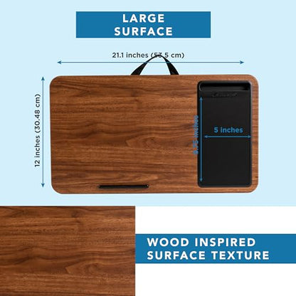 LAPGEAR Home Office Lap Desk with Device Ledge, Mouse Pad, and Phone Holder - Espresso Woodgrain - Fits up to 15.6 Inch Laptops - Style No. 91575 - color: Espresso Woodgrain, size: Home Office W/Device Ledge