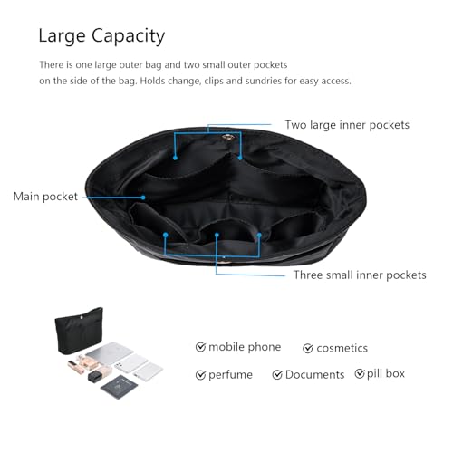 YONEBN waterproof Storage Bag Lightweight Large Capacity nylon Bag Inner Bag Handbag Organizer - color: Nylon/Black