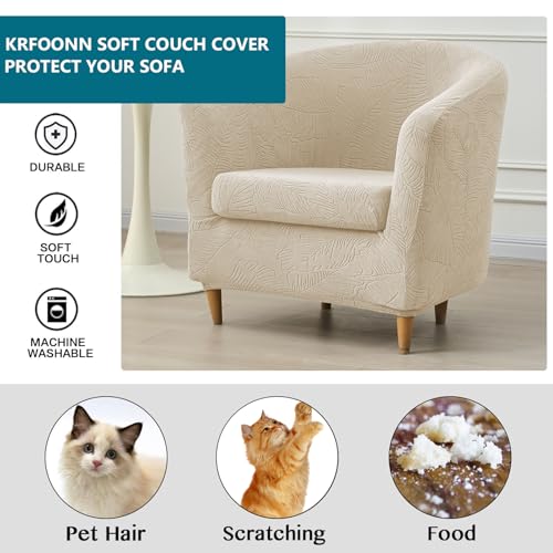 KRFOONN Club Chair Slipcover 2 Piece Stretch Printed Round Barrel Chair Covers Removable Tub Chair Slipcover with Elastic Bottom Chair Coverings Furniture Protector Cover for Living Room, B62 - color: Colorb62