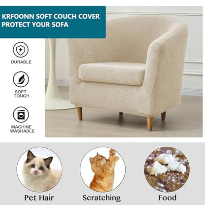 KRFOONN Club Chair Slipcover 2 Piece Stretch Printed Round Barrel Chair Covers Removable Tub Chair Slipcover with Elastic Bottom Chair Coverings Furniture Protector Cover for Living Room, B62 - color: Colorb62