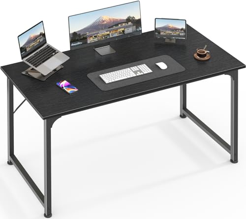 Huuger Modern Simple Office Desk, 40 Inch Gaming Desk with Storage, Black Metal Frame, Large Legroom - color: Black, size: 40inch