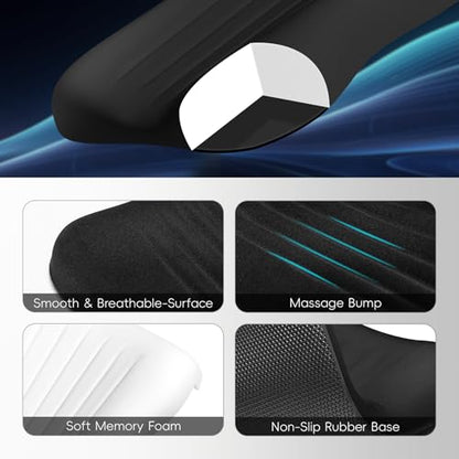 Ospelelf Mouse Pad with Wrist Rest Set Foam L-Shaped Desk Elbow Pad Ergonomic Desk Edge Cushion Anti-Slip Rubber Bottom Office Women Desk Accessories for Computer, Laptop and Gaming, Black - color: Black