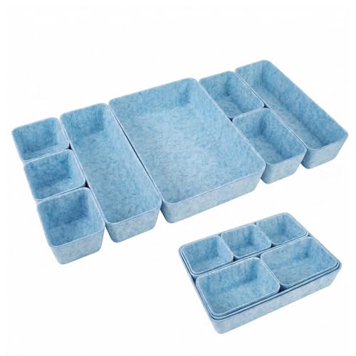 Desk Drawer Organizer Bins, 8pcs Felt Shallow Bathroom Storage Trays, Office Accessories & Workspace Organizers Jewelry & Makeup Boxes Containers(Blue) - color: Blue