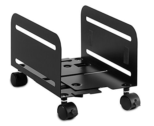 Mount-It! Computer Tower Stand, Adjustable PC Tower Cart with Lockable Caster Wheels, Heavy-Duty Steel Ventilated CPU Holder, 22 lbs, Fits 4.87-8.5 Inch Wide, for Floor Carpet Under Desk, Black