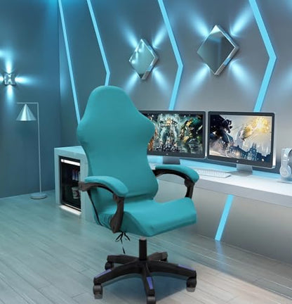 Gaming Chair Cover Set with Armrest Covers, Stretch Ruffled Slipcover for Racing Office Computer Reclining Chairs (Peacock Blue) - color: Peacock Blue