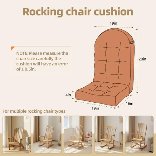 Rocking Chair Cushion - Corduroy Fabric, High-Density Sponge, Durable Comfort Non-Slip Bottom Tufted Seat Pads with Ties, Corduroy︱Brown, 44x19x4 inch - color: Corduroy | Brown