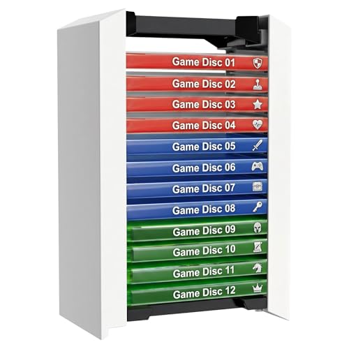Game Holder for PS3 for PS4 for PS5 Game Tower for Xbox, Up to 12 Discs | ABS Material, Easy to Assemble, Stable Structure