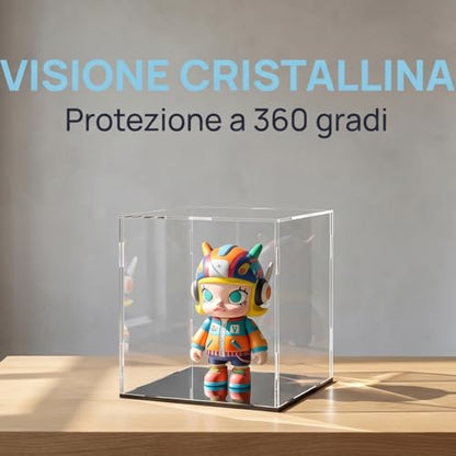 Clear Acrylic Display Case, 8*8*10inch (20*20*H25cm) | Assemble Cube Display Box, Black Base, Dustproof Protection, For Collectibles Memorabilia Figurines - size: 8 x 8 x 10 inches