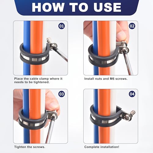 125PCS Cable Clamps Assortment Kit, 9 Sizes (3/16" to 2") Stainless Steel Rubber-Coated Cushioned Clamps, Insulated Pipe & Wire Holder for Automotive, Fuel Line, Hose, Tube - size: 3/16 Inch - 2 Inch, style: KIT