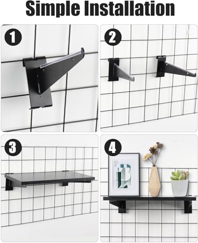 6 Pack GridWall Shelves with Metal Brackets, 16"x 6" Wooden Grid Wall Shelf Heavy Duty Organizer Accessories for Garage Home Visualizer Workbench and Bitchenette - style: 6PACK,16×6inch