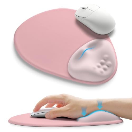 Palm-Rest and Wrist-Hugging Mouse Pad Wrist Rest, Ergonomic Wrist Support with Curve Fitting Cushioned Memory Foam for Carpal Tunnel Pain Relief, 9.9 x 8.3 Inch,Pink Serenity - color: Pink Serenity