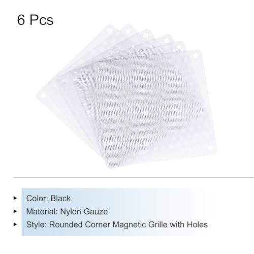 MECCANIXITY 6PCS PC Dust Filter, 120x120mm PVC Computer Case Cooler Dustproof Mesh Cover Fan Grills for Computer Chassis Speakers, White