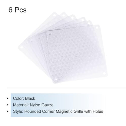 MECCANIXITY 6PCS PC Dust Filter, 120x120mm PVC Computer Case Cooler Dustproof Mesh Cover Fan Grills for Computer Chassis Speakers, White