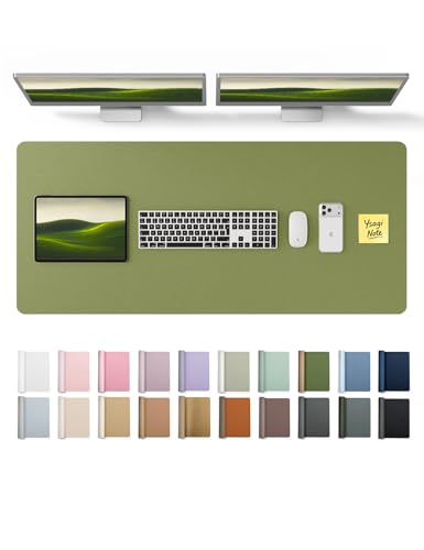 YSAGi Leather Desk Pad Protector, Office Desk Mat, Large Mouse Pad, Non-Slip PU Leather Desk Blotter, Laptop Desk Pad, Waterproof Desk Writing Pad for Office and Home (Green, 47" x 17") - color: Green, size: 47" x 17"