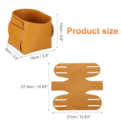 uxcell Valet Tray Organizer, PU Leather Desktop Storage Organizer Box Tray Entryway Table Bedside Nightstand Catchall Vanity Tray for Jewelry Key Coin Watch Wallet (Yellow) - color: Yellow