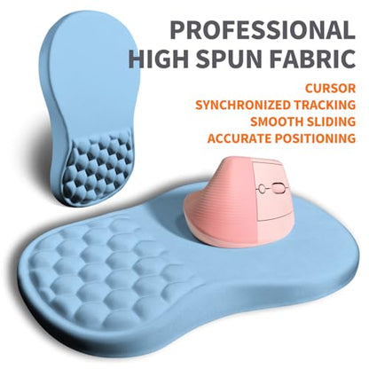 Ergonomic Joint Wrist Support Mouse Pad with Memory Foam Cushion Massage Bump, Carpal Tunnel Pain Relief Mousepad Slope Design for Wrist Rest, 11.8x7.9 in, LightSkyBlue - color: LightSkyBlue