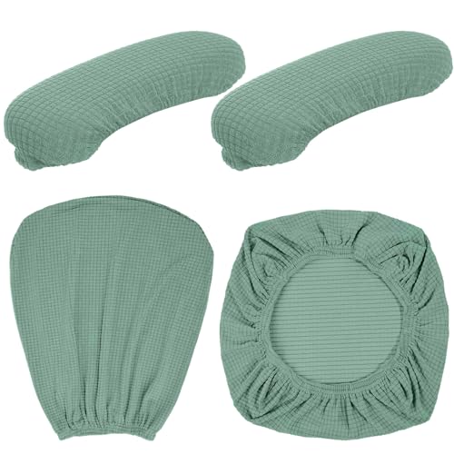 Tallew 4 Pcs Office Chair Covers Set Computer Universal Protective Stretchable Chair Seat Covers Desk Armrest Slipcovers Pads Office Cushion Backrest for Rotating (XL,Pea Green) - color: Pea Green