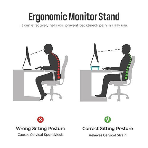 loukin Monitor Stand Riser for Desk, 22.4" x 8.3" Larger Computer Stand for Laptop, PC, Printer, Sturdy Desktop Computer Shelf with Non-Skid Rubber, Home Office, Natural Wood