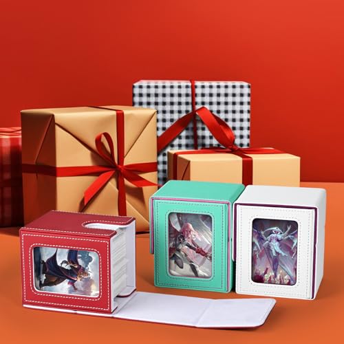 UAONO Card Deck Box for MTG Commander, Independent Commander Display, Fits 100 Double-Sleeved Cards, Magnetic Deck Case for Magic the Gathering TCG, 2 Dividers & 1 Top Loader (Turquoise/Pink) - color: A-Turquoise&Pink