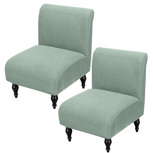 FUANGUI Armless Accent Chair Cover Slipcover, Stretch Spandex Chair Covers for Living Room Removable Washable for Armless Chair Furniture Protector - color: A11, size: 2pcs