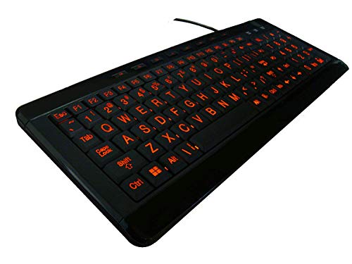 iMBAPrice Large Font Print USB LED Backlit Keyboard, Orange and Blue (IMBA-LOB-BKB) - color: black;blue
