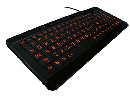iMBAPrice Large Font Print USB LED Backlit Keyboard, Orange and Blue (IMBA-LOB-BKB) - color: black;blue