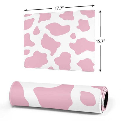 Skinit Medium Gaming Mouse Pad - Pink Cow Print Design with Stitched Edges, Waterproof, Non-Slip Rubber Base, Desk Mat for Keyboard & Mouse, 17.7" x 15.75" inches - color: Pink - PTTRNS06, size: 17.7" x 15.75"