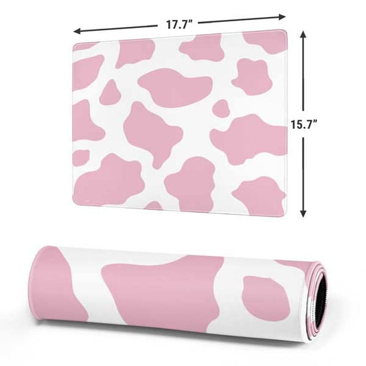 Skinit Medium Gaming Mouse Pad - Pink Cow Print Design with Stitched Edges, Waterproof, Non-Slip Rubber Base, Desk Mat for Keyboard & Mouse, 17.7" x 15.75" inches - color: Pink - PTTRNS06, size: 17.7" x 15.75"