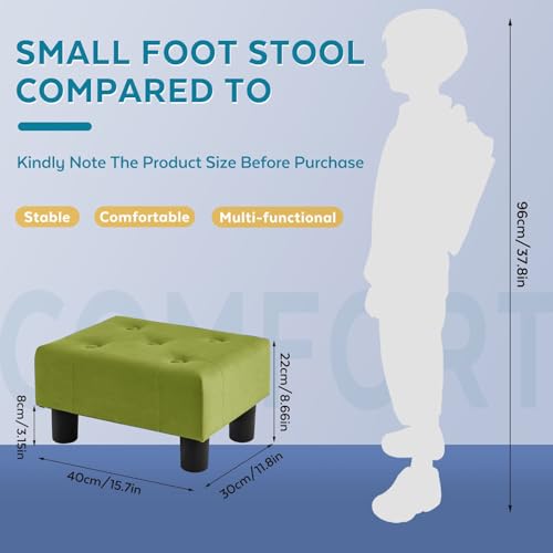 Small Foot Stool Ottoman, Velvet Footstool Ottoman Foot Rest for Couch, Rectangle Footstools and Ottomans Small for Living Room, Entryway (Olive Green) - color: Olive Green