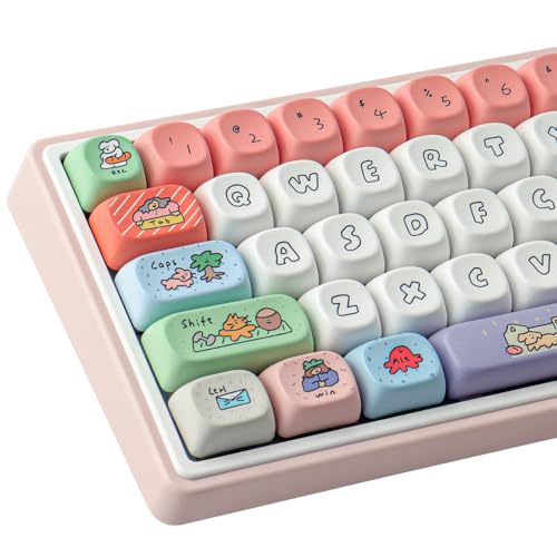 Tsungup MOA Profile Keycaps,126 Keys PBT Cute Funny Smiley Keycaps | Dye-Sublimation Custom Keycap Set with Keycap Puller for Cherry Gateron MX Swithes Mechanical Keyboards - color: Smiley