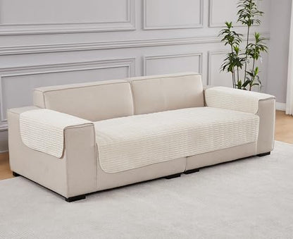 Sofa Armrest Cover Couch Arm Cover Armchair Covers, 2pcs Anti-Slip Couch Arm Protectors Sofa Arm Covers (Cream White, 18x26x2pcs) - color: Cream White, size: 18x26 inch (2 pcs)