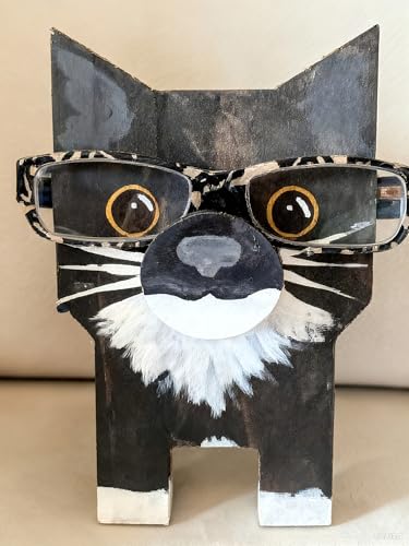 Wooden Eyeglass Holder Display Stand Creative Cute Animal Glasses Holder Dog Giraffe Handmade Creative Sunglasses Display for Desktop Accessory, Home Office Decor, Birthday and Christmas Gift (Black cat) - color: Black cat
