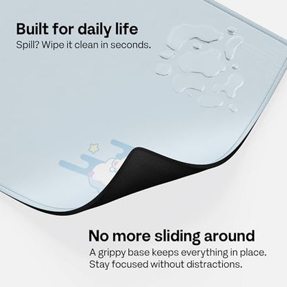 Pixio Mouse Pads - 36 x 16 inch XXL Sleepy Bear Cloud Blue Multifunctional Large Desk Mats for Gaming, Office, Desktop Anti-Slip Waterproof Washable Computer Mouse Mat - color: Blue Sleepy Bear Cloud