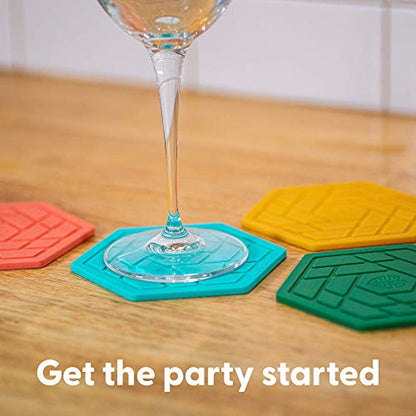 Silicone Drink Coasters Set of 4,Flexible & Heat-Resistant - Perfect for Home Decor & Table Protection (Aqua Saltwater 4)