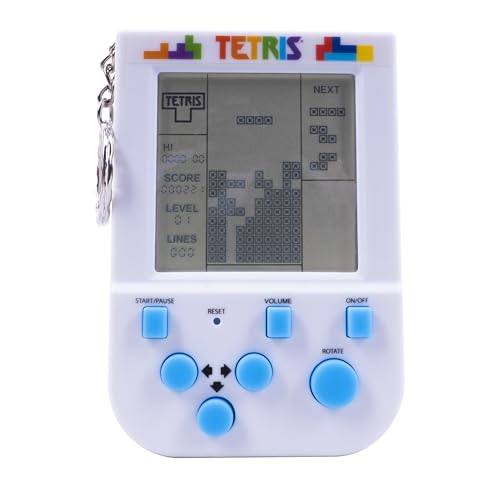 Tetris Keyring Handheld Arcade Game - Retro Mini Portable Handheld Tetris Game for Kids and Adults. Traditional Game Play with 15 Retro Gaming Levels Including Original Tetris Gameplay & Sounds.