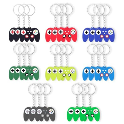EAEDMY 24PCS Video Game Party Favors, Mini Game Controller Keychains, Goodie Bags Keychain, Game Controller Theme Gift for Child Birthday Party, 8 Colors (24pcs) - color: 24pcs