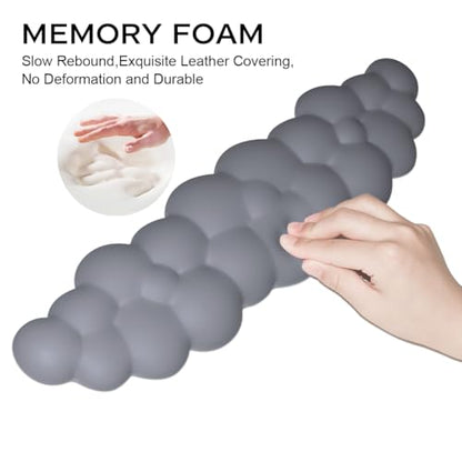 JIKIOU Upgrade Leather Cloud Keyboard Wrist Rest, Cloud Wrist Rest with Non-Slip PU Base, Comfortable Memory Foam Wrist Rest for Computer Laptop Mac Gaming Office and Pain Relief Christmas Wish Gift - color: 09slate Blue