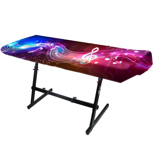 Nuxovilar Stretchy 88 Keys Keyboard Piano Dust Cover, Dust - Proof Elastic Milk Silk with Colorful Music Note Wave Designs for Digital Pianos - color: hd02413