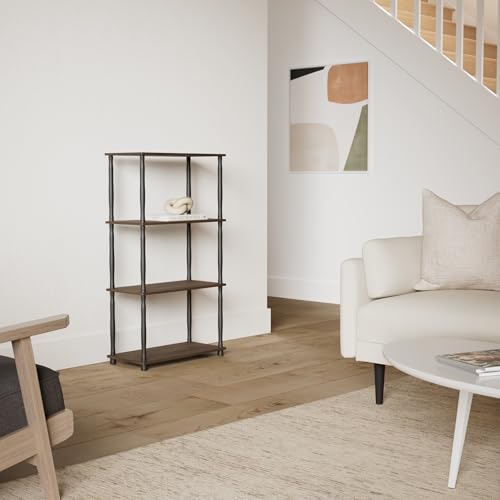 Furinno Turn-N-Tube 4-Tier Multipurpose Shelf Display Rack, Classic Tubes, Columbia Walnut/Black - color: Columbia Walnut/Black, size: 4-Tier Classic Tube