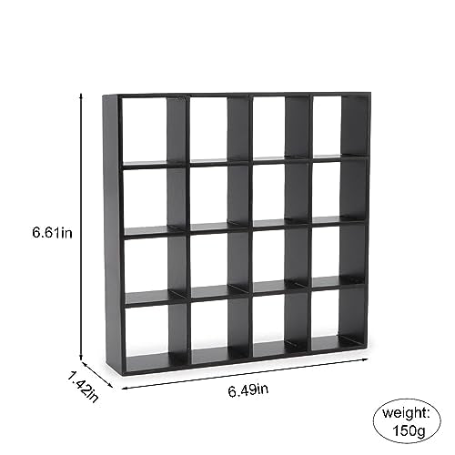 Miniature Furniture Storage Rack 1/12 Dollhouse Furniture 16 Grid Shelf Bookshelf Display Shelf Wall Rack Stand Mini House Scene Decoration (Black) - style: Black