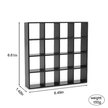 Miniature Furniture Storage Rack 1/12 Dollhouse Furniture 16 Grid Shelf Bookshelf Display Shelf Wall Rack Stand Mini House Scene Decoration (Black) - style: Black