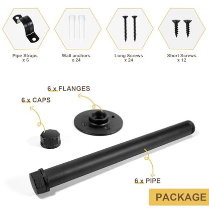 Pintuson 6 Pcs Industrial Pipe Clothes Bar 10 Inch - Wall Mount Clothing Rack - Face Out Closet Rods for Hanging Clothes Commercial Retail Boutique Laundry Shirt Display - Black - color: Black 10" Clothes Rack