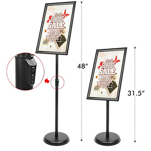 DISPLAYSWORKER Sign Stand, Sign Holder Floor Stand with Heavy Duty Pedestal ,Adjustable Pedestal Poster Stand Aluminum Snap Frame for 8.5 x 11 Inch, Black - color: black, size: 8.5-x-11-inch
