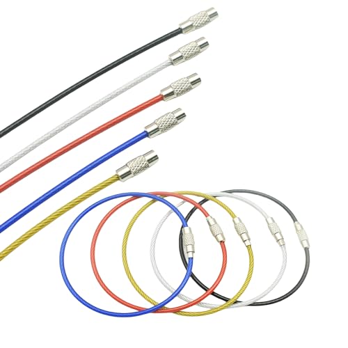 50 Pack Cable Keychains 2mm Coated Steel Wire Loops - 7.5 Inch Key Rings for Hanging Luggage Tags, Keyrings,ID Holders and DIY Crafts,5 Colors Assorted(50Pcs) - color: Multicolor, size: 2mm-7.5in(50Pcs)