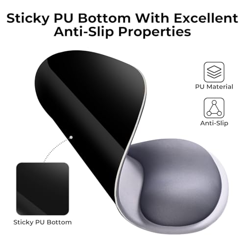 EooCoo Ergonomic Mouse Pad with Gel Wrist Rest Support Middle Concave Design, Relieve Wrist Pain Mousepad, Non-Slip Base for Laptop, Computer, Office Desk Accessories, Carpal Tunnel Syndrome Grey - color: Grey