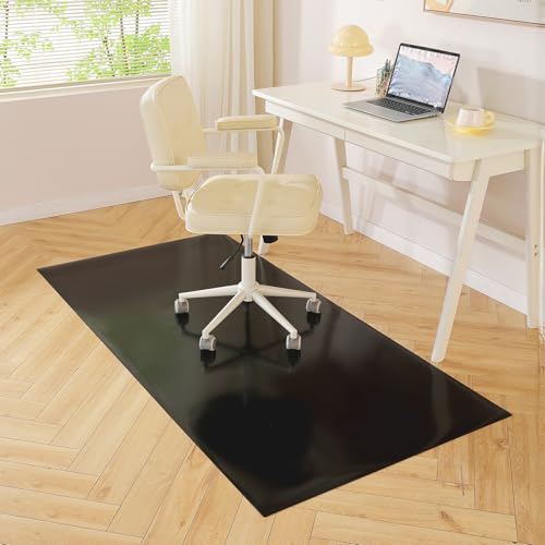 Black Office Chair Mat for Hardwood Floor, 36 x 60 Inch Computer Desk Chair Mat, Plastic Floor Protectors for Chairs, Heavy Duty Wood Tile Floor Mats for Home Laundry Dining Area - color: Black for Hard Floor, size: 36 X 60 Inch